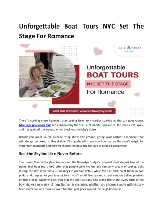 Unforgettable Boat Tours NYC Set The Stage For Romance