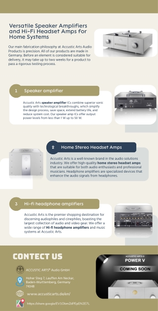 Versatile Speaker Amplifiers and Hi-Fi Headset Amps for Home Systems