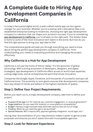A Complete Guide to Hiring App Development Companies in California