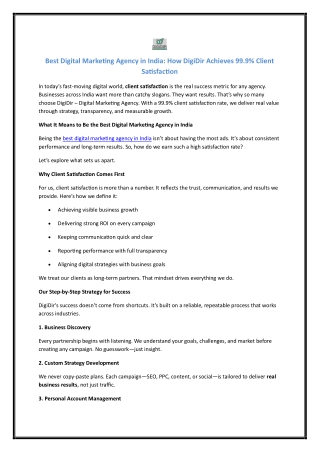 Best Digital Marketing Agency in India: How DigiDir Achieves 99.9% Client Satisf