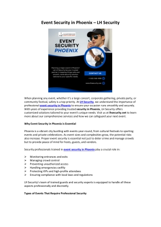 Event Security in Phoenix – LH Security