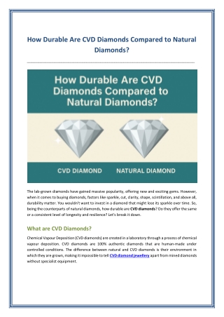 How Durable Are CVD Diamonds Compared to Natural Diamonds