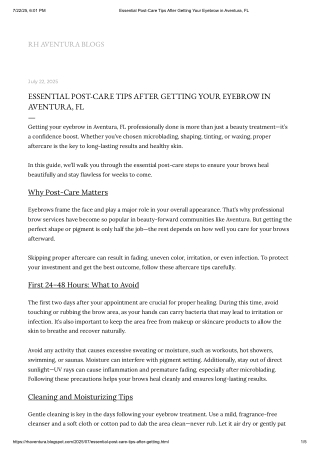 Essential Post-Care Tips After Getting Your Eyebrow in Aventura, FL