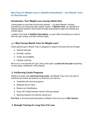 Best Gym for Weight Loss in Satellite Ahmedabad – Join Blackk Traxx for Real Results