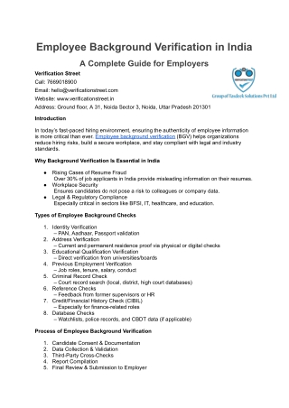Top Employee Background Verification Services in India