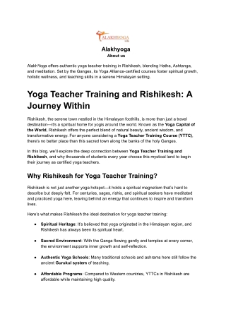Yoga Teacher Training and Rishikesh