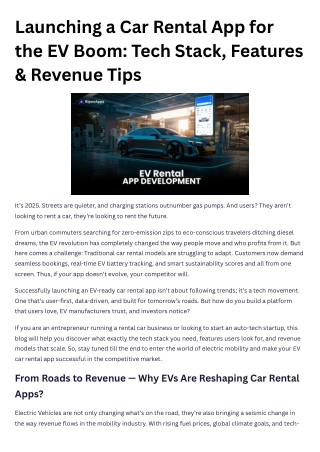 EV Rental App Development Guide