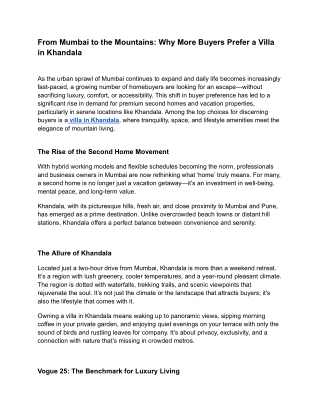 From Mumbai to the Mountains_ Why More Buyers Prefer a Villa in Khandala_