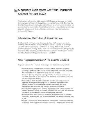 Singapore Businesses_ Get Your Fingerprint Scanner for Just 1 SGD!