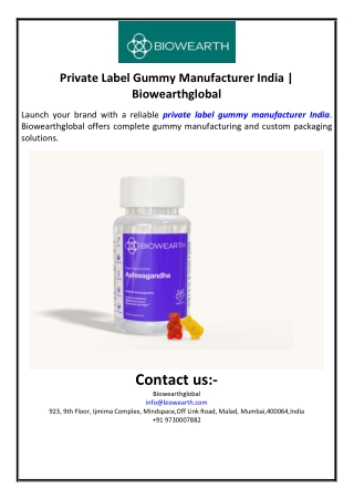 Private Label Gummy Manufacturer India | Biowearthglobal