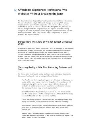 Affordable Excellence_ Professional Wix Websites Without Breaking the Bank