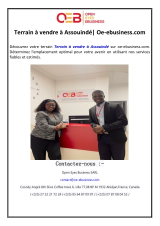 Terrain à vendre à Assouindé| Oe-ebusiness.com