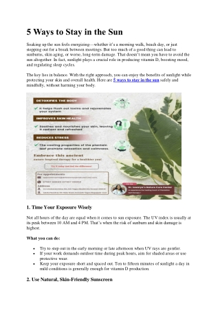 5 Ways to Stay in the Sun