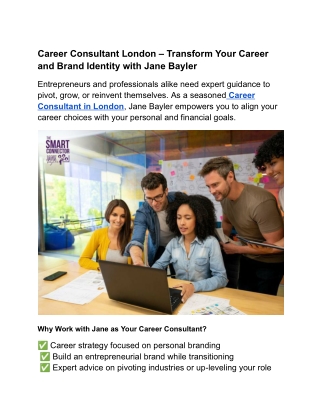 Career Consultant London – Transform Your Career and Brand Identity with Jane Bayler