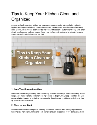 Tips to Keep Your Kitchen Clean and Organized
