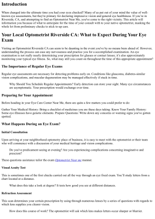 Your Local Optometrist Riverside CA: What to Expect During Your Eye Exam