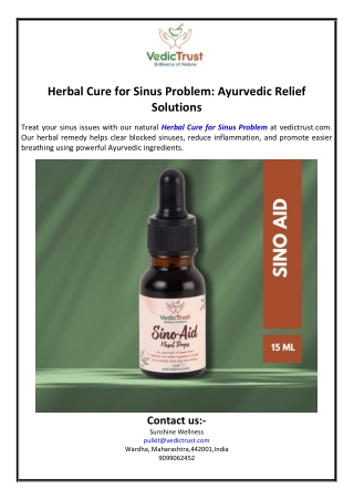 Herbal Cure for Sinus Problem: Ayurvedic Relief Solutions