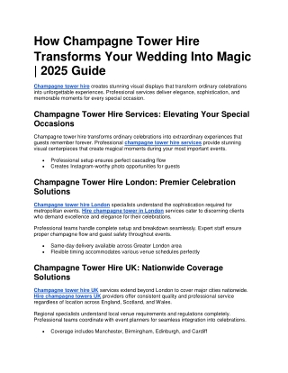 How Champagne Tower Hire Transforms Your Wedding Into Magic | 2025 Guide