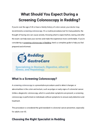 What Should You Expect During a Screening Colonoscopy in Redding