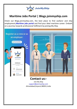 Maritime Jobs Portal | Blogs.joinmyship.com