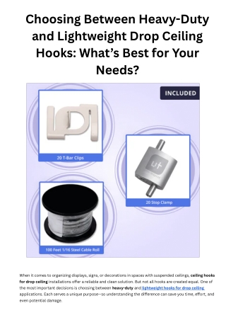 Choosing Between Heavy-Duty and Lightweight Drop Ceiling Hooks What’s Best for Your Needs