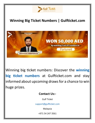 Winning Big Ticket Numbers  Gulfticket.com