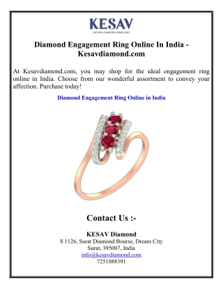Diamond Engagement Ring Online In India - Kesavdiamond.com