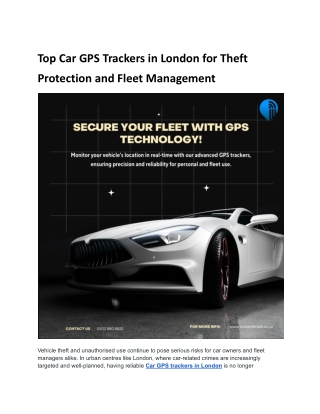 Top Car GPS Trackers in London for Vehicle Security