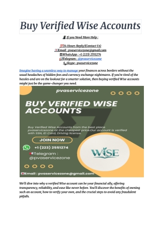 Buy Verified Wise Accounts