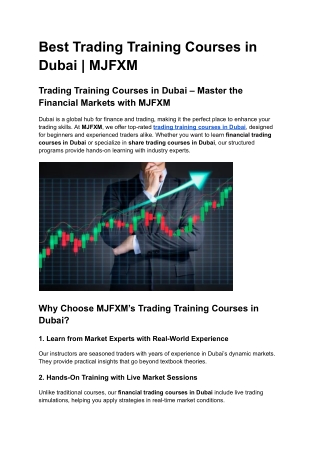 Trading Training Courses in Dubai – Master the Financial Markets with MJFXM
