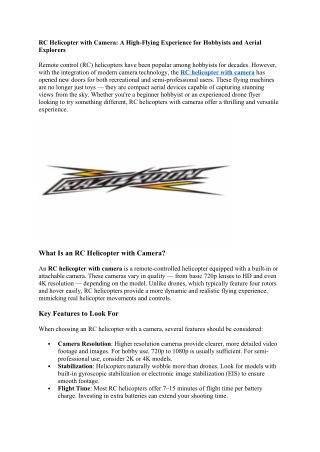 RC Helicopter with Camera – Enjoy First-Person Flying – Razordon