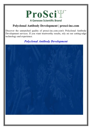 Polyclonal Antibody Development prosci-inc.com