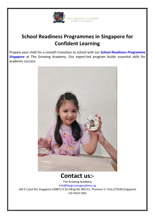 School Readiness Programmes in Singapore for Confident Learning