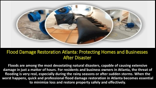 Flood Damage Restoration Atlanta- Protecting Homes and Businesses After Disaster
