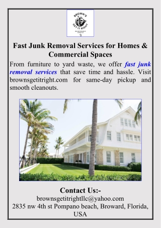 Fast Junk Removal Services for Homes & Commercial Spaces