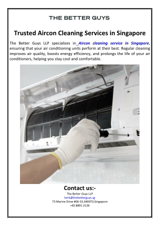 Trusted Aircon Cleaning Services in Singapore