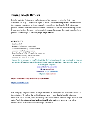 Buying Google Reviews