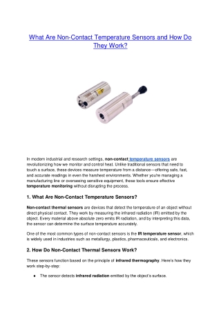 Learn how Non-Contact Temperature Sensors Work Explained