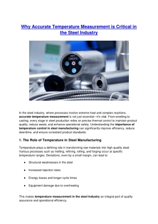 Learn Why Temperature Measurement in Steel Industry is Critical