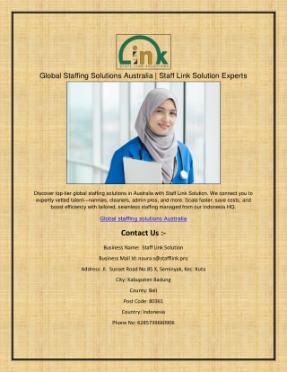 Global Staffing Solutions Australia  Staff Link Solution Experts