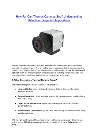 How Far Can Thermal Cameras See - Infrared Imaging Range
