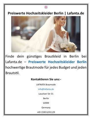 Preiswerte Hochzeitskleider Berlin  Lafanta.de
