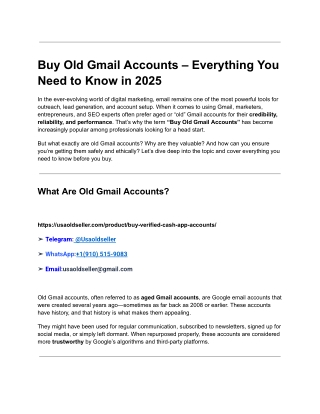 Buy Old Gmail Accounts – Everything You Need to Know in 2025