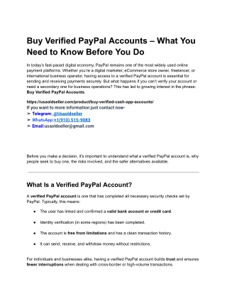 Buy Verified PayPal Accounts – What You Need to Know Before You Do