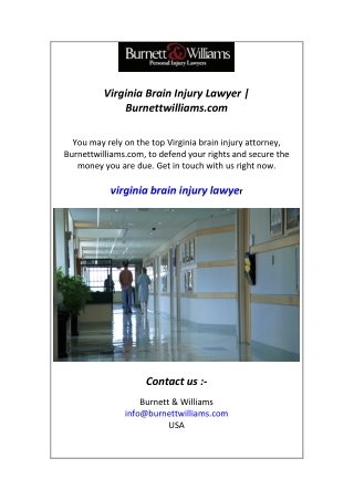 Virginia Brain Injury Lawyer  Burnettwilliams