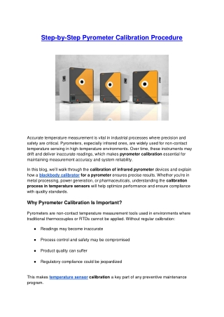 Step-by-Step Guide to Pyrometer Calibration Process