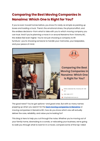 Comparing the Best Moving Companies in Nanaimo_ Which One Is Right for You