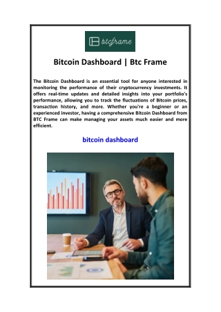 Bitcoin Dashboard  Btc Frame