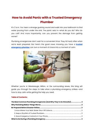 How to Avoid Panic with a Trusted Emergency Plumber