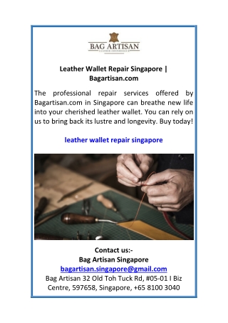 Leather Wallet Repair Singapore  Bagartisan.com